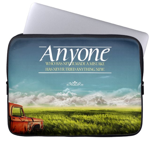 "Make mistakes" Inspirational Quote Laptop Sleeve (Front)