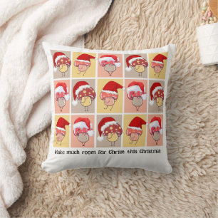 MAKE MUCH ROOM Christian Christmas Mushrooms Throw Pillow