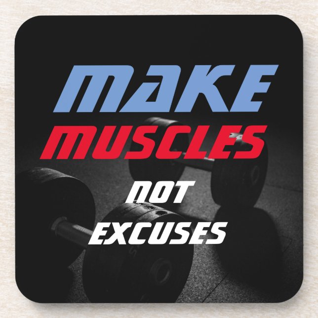 Make Muscles Bodybuilding Fitness Motivational Coaster (Front)