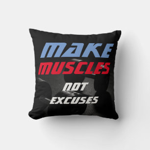 Make Muscles Bodybuilding Fitness Motivational Throw Pillow