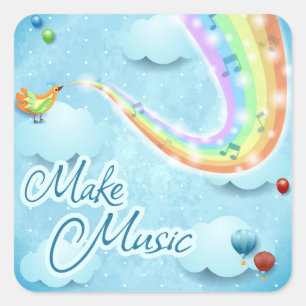 Make music, digital art square sticker