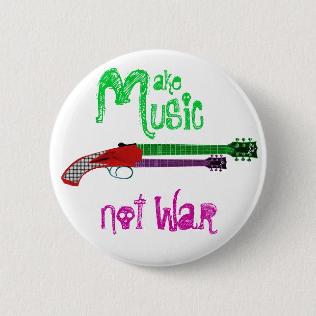Make Music Not War 2 Inch Round Button (Front)