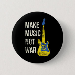 Make Music Not War Vintage Guitar Lovers & Pea 2 Inch Round Button