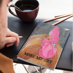 Make My Day Angry Red Rooster Meme Notebook