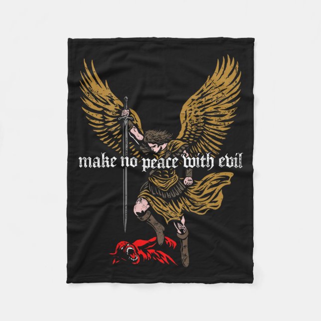 Make No Peace With Evil Archangel Michael Design ( Fleece Blanket (Front)