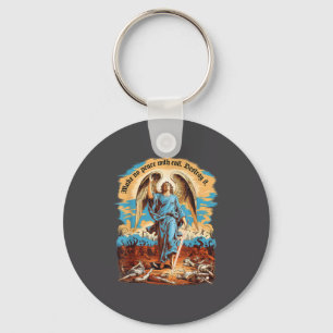 Make No Peace With Evil Archangel Michael Jesus Go Keychain