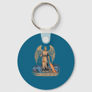 Make No Peace With Evil Archangel Michael Jesus Go Keychain