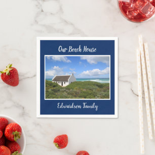 Make own photo beach house family name napkin