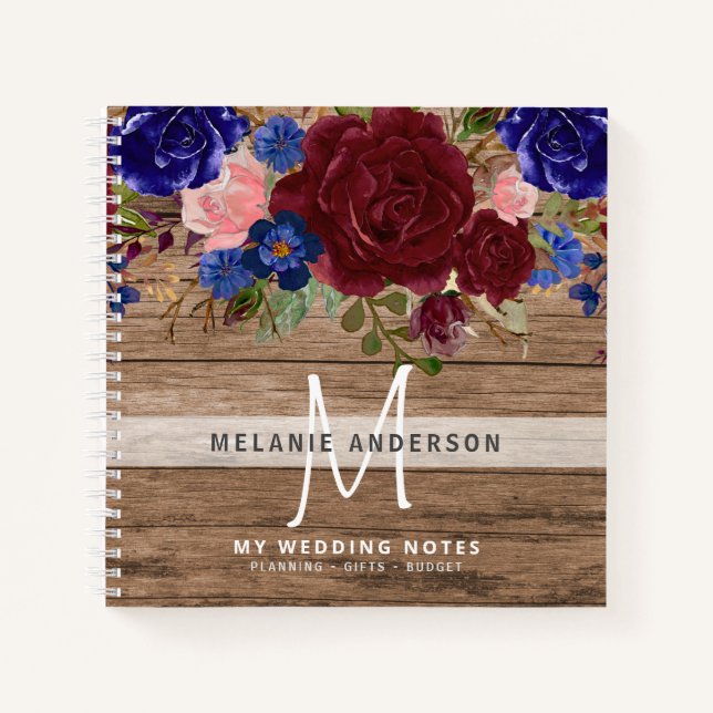 Make own Wedding Planner Journal Keepsake Floral (Front)