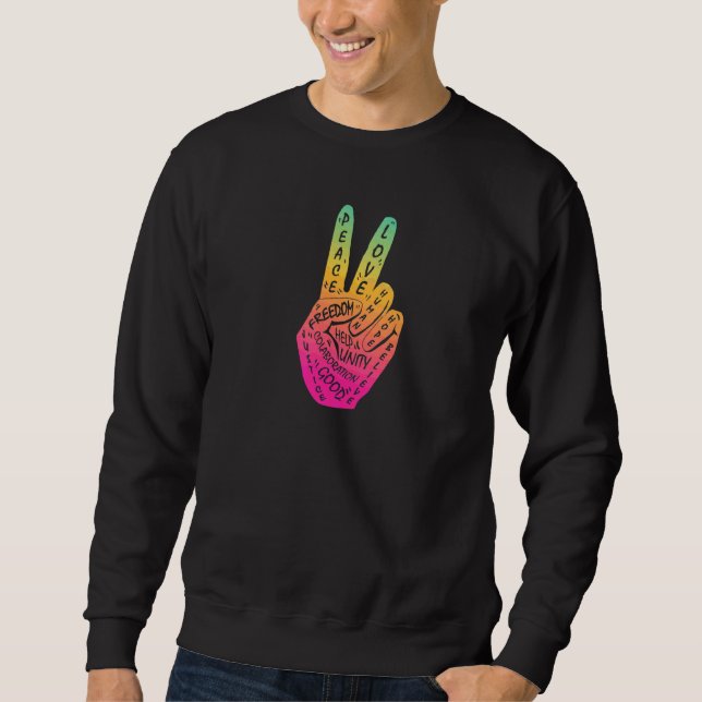 Make Peace Not War  Peace Hand Sign  34 Sweatshirt (Front)