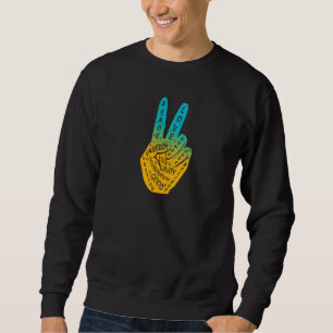 Make Peace Not War Peace Hand Sign Blue Yellow Sweatshirt