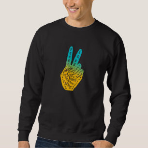 Make Peace Not War Peace Hand Sign Blue Yellow Sweatshirt