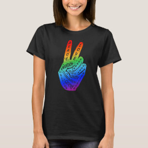 Make Peace Not War Peace Hand Sign Rainbow Lgbtq T-Shirt