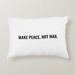 Make peace not war white black text minimalist accent pillow