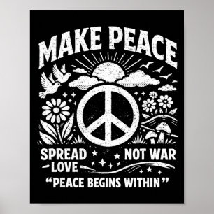 Make peace spread love not war retro peace sign