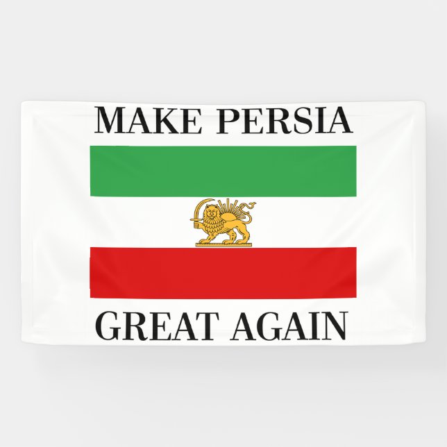 Make Persia Great Again - Shah of Iran Flag Banner (Horizontal)