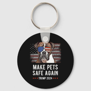 Make Pets Safe Again Boxer Dog Trump Keychain