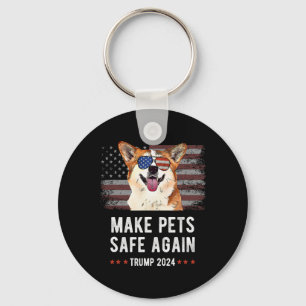 Make Pets Safe Again Corgi Dog Trump 2024 Keychain