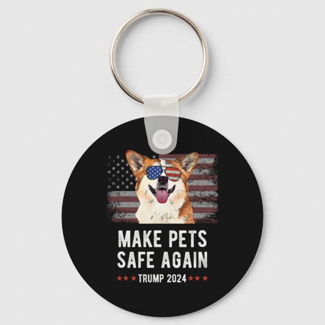 Make Pets Safe Again Corgi Dog Trump  Keychain (Front)