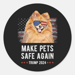 Make Pets Safe Again Pomeranian Dog Trump 2024  Classic Round Sticker