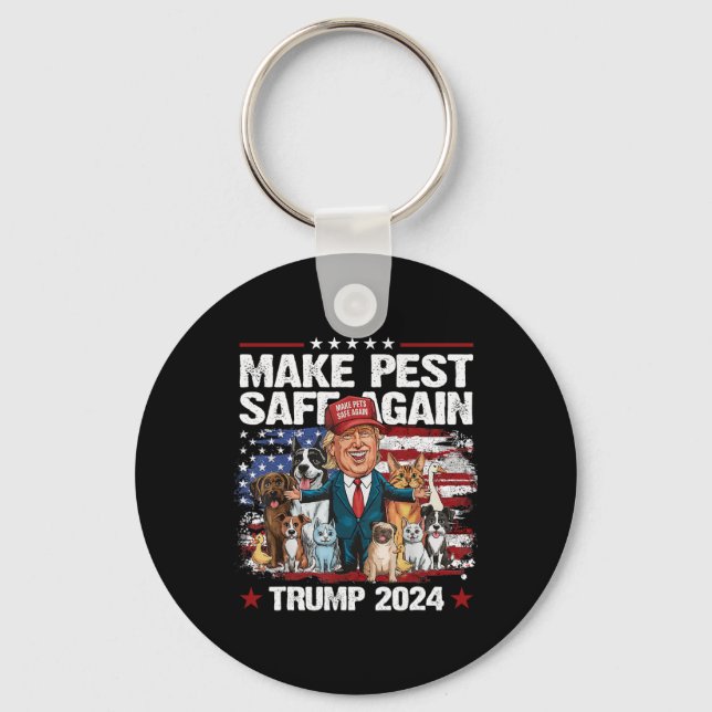 Make Pets Safe Again Trump 2024 Save Our Pets 1  Keychain (Front)