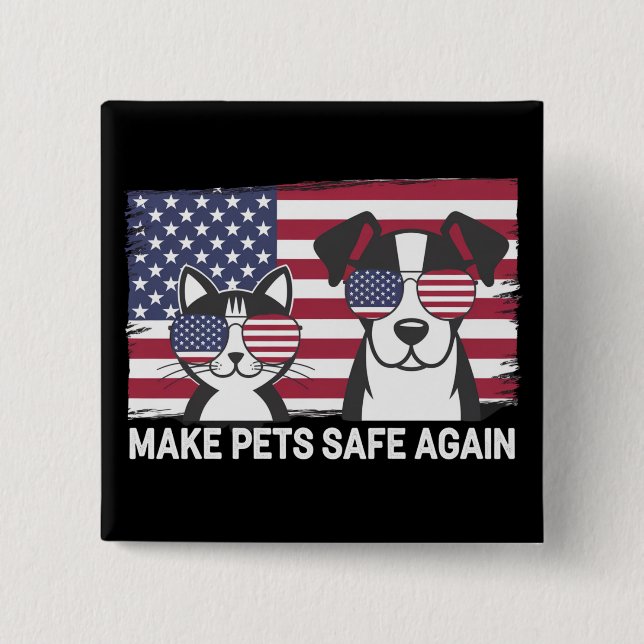 Make Pets Safe Again Trump Harris Debate 2024 2 Inch Square Button (Front)