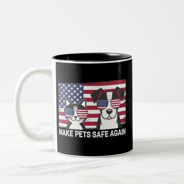 Make Pets Safe Again Trump Harris Debate 2024 Two-Tone Coffee Mug (Left)