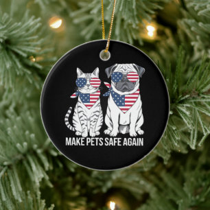 Make Pets Safe Again Trump Harris Debate Dogs Cat Ceramic Ornament