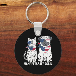 Make Pets Safe Again Trump Harris Debate Dogs Cat Keychain
