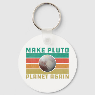 Make Pluto Planet Again Retro Space Astronomy Keychain