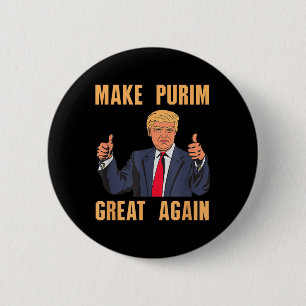 Make Purim Great Again Funny Trump Costume Hebrew 2 Inch Round Button