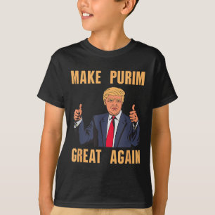 Make Purim Great Again Funny Trump Costume Hebrew T-Shirt