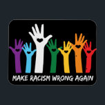 Make Racism Wrong Heart Hands  Magnet<br><div class="desc">Colourful anti-racism design features a "rainbow" of hands with heart cutouts and white "make racism wrong again" text.</div>