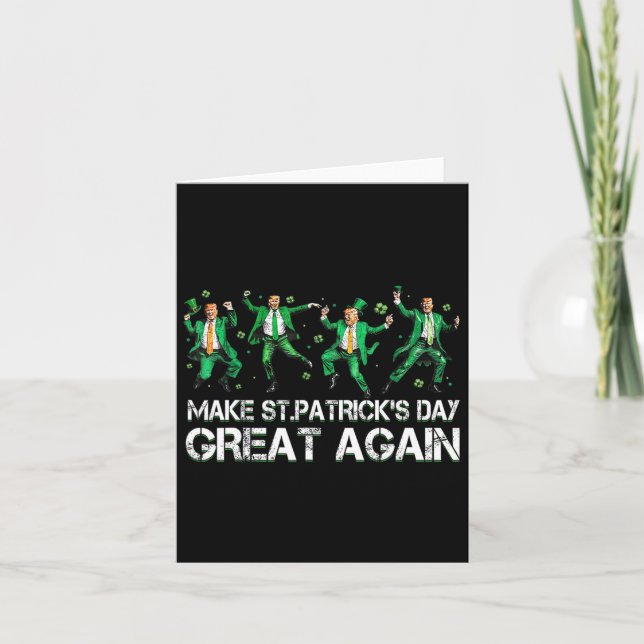 Make Saint Patrick's Day Great Again Usa Flag Funn Card (Front)