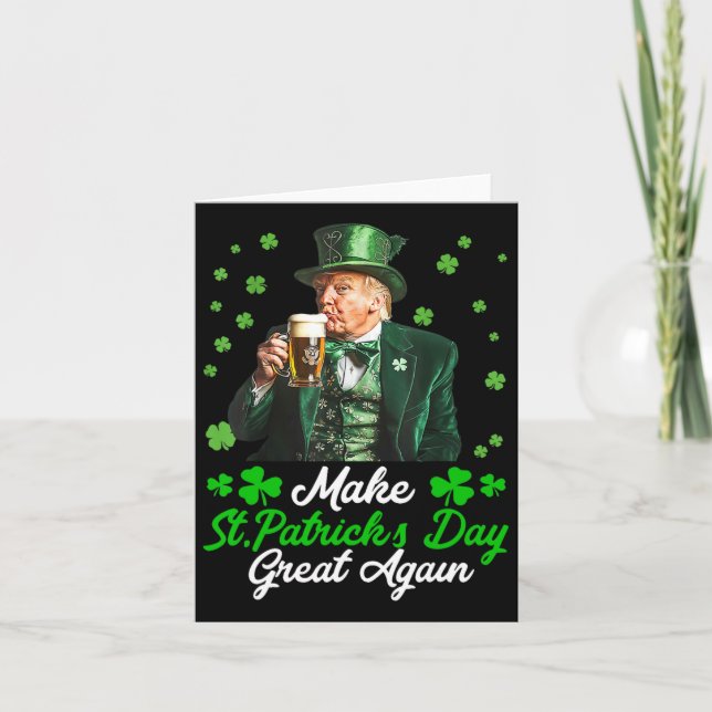 Make Saint Patrick's Day Great Again Usa Flag Funn Card (Front)