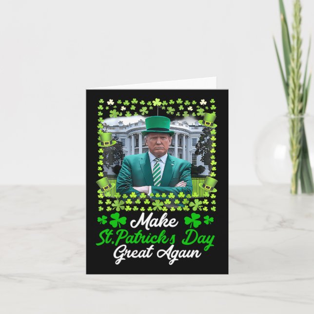 Make Saint Patrick's Day Great Again Usa Flag Funn Card (Front)