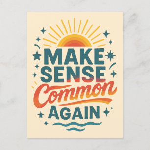 Make Sense Common Again Retro Design Holiday Postcard