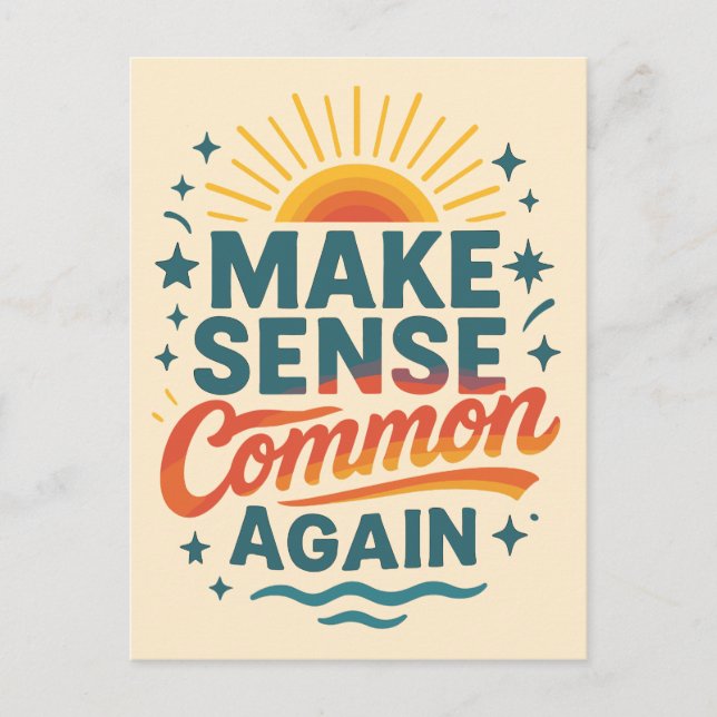Make Sense Common Again Retro Design Holiday Postcard (Front)