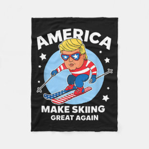 Make skiing great again - usa trump ski  fleece blanket