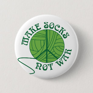 Make Socks Not War Knitting Design 2 Inch Round Button