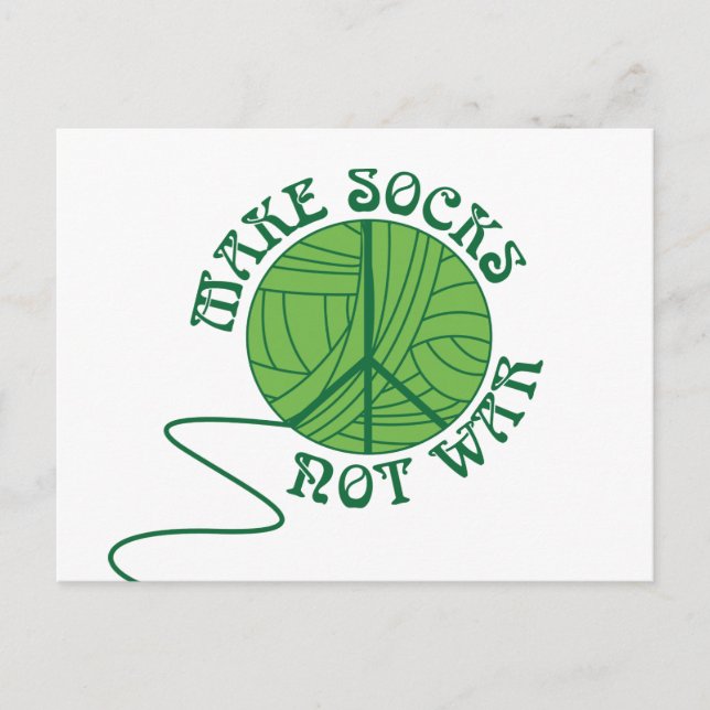 Make Socks Not War Knitting Design Postcard (Front)