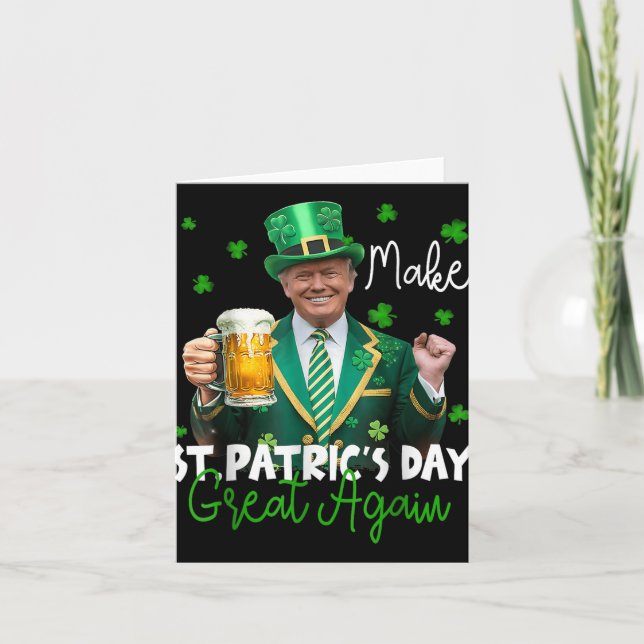 Make St Patricks Day Great Again American Shamrock Card (Front)
