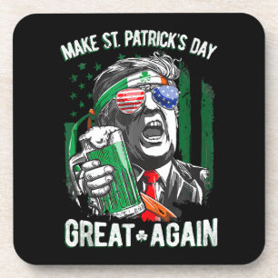 Make St Patrick's Day Great Again Funny Trump Coaster