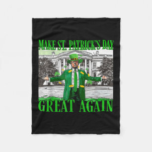 Make St. Patricks Day Great Again Funny Trump Fleece Blanket