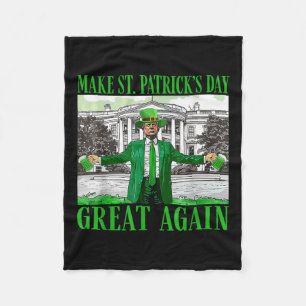 Make St. Patricks Day Great Again Funny Trump Fleece Blanket