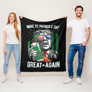 Make St Patrick's Day Great Again Funny Trump Fleece Blanket