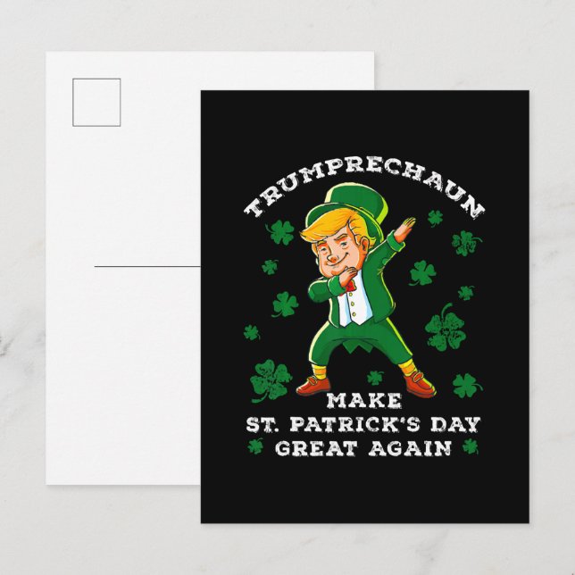 Make St Patrick's Day Great Again Funny Trump Invitation Postcard (Front/Back)