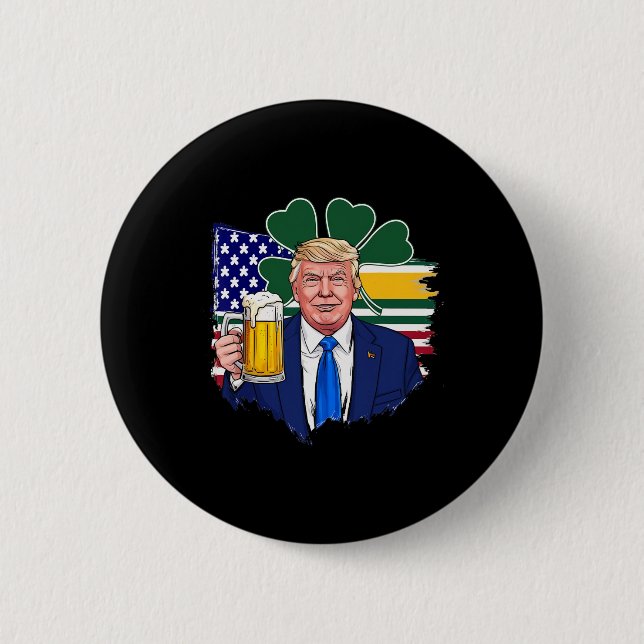 Make St Patrick's Day Great Again Funny Trump Iris 2 Inch Round Button (Front)