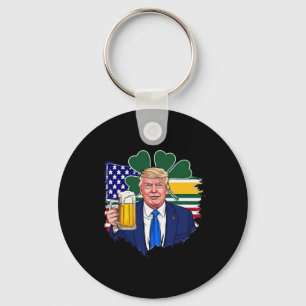 Make St Patrick's Day Great Again Funny Trump Iris Keychain