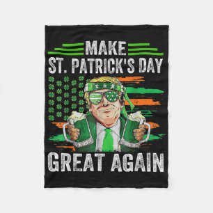 Make St Patricks Day Great Again Funny Trump Irish Fleece Blanket